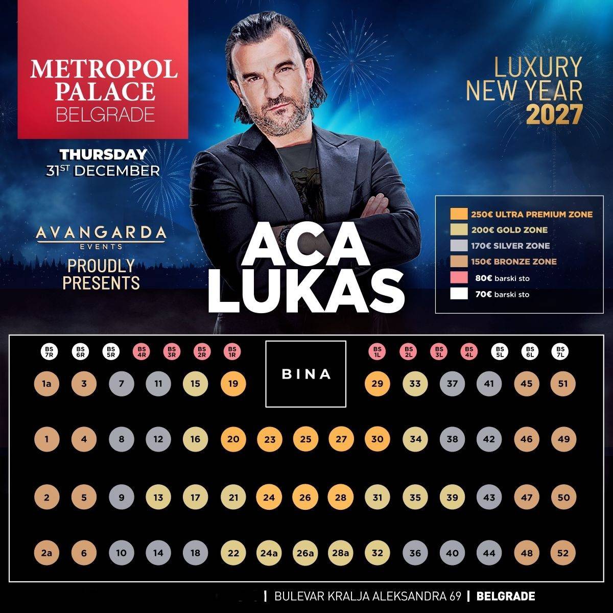 Mapa sedenja - Hotel Metropol Nova godina